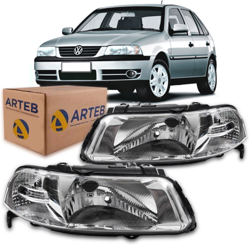 0160224 Farol Original Gol Parati Saveiro G3 2000 A 2005 Lado Direito Foco Simples Cromado