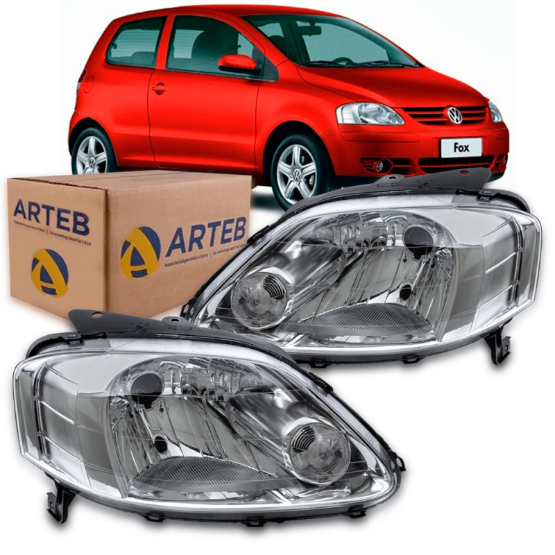 0160618 Farol Original Fox Crossfox Spacefox 2003 A 2009 Lado Direito Foco Simples Cromado