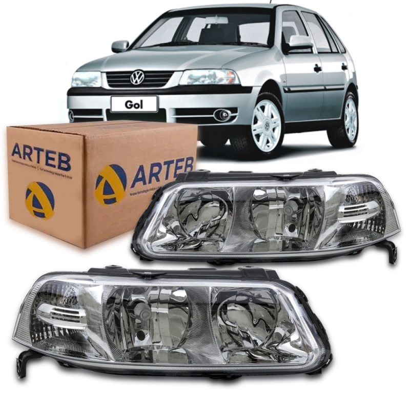 0160226 Farol Original Gol Parati Saveiro G3 2000 A 2005 Lado Direito Foco Duplo Cromado