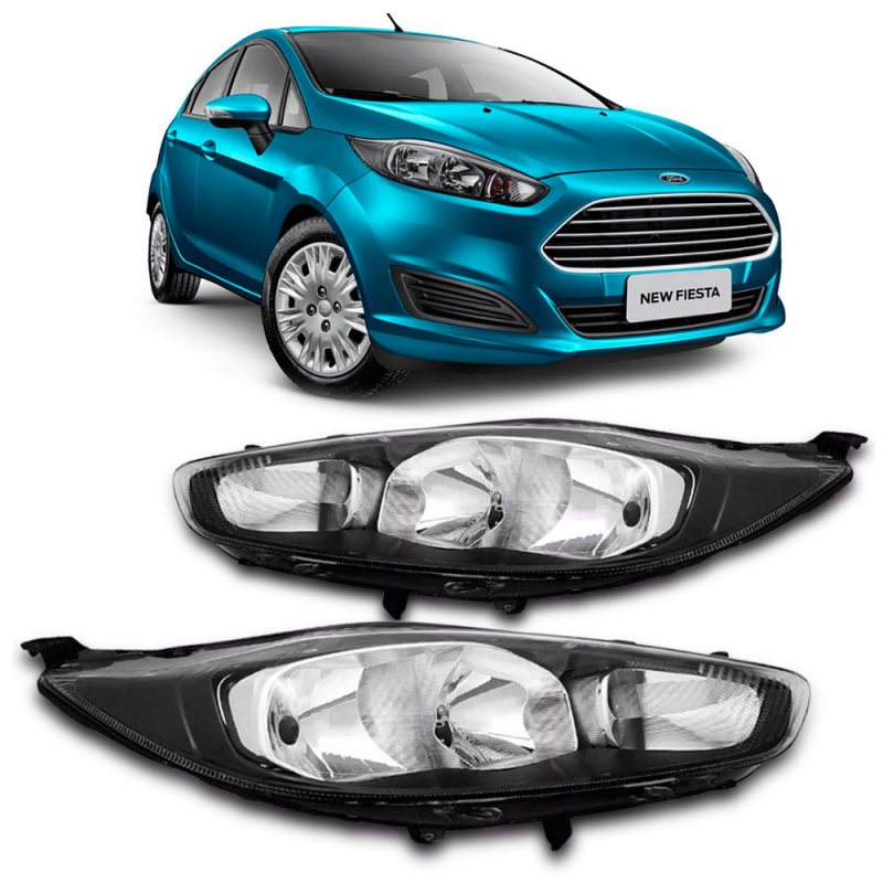 Farol Original New Fiesta Hatch 2013 A 2020 Lado Esquerdo Mascara Negra