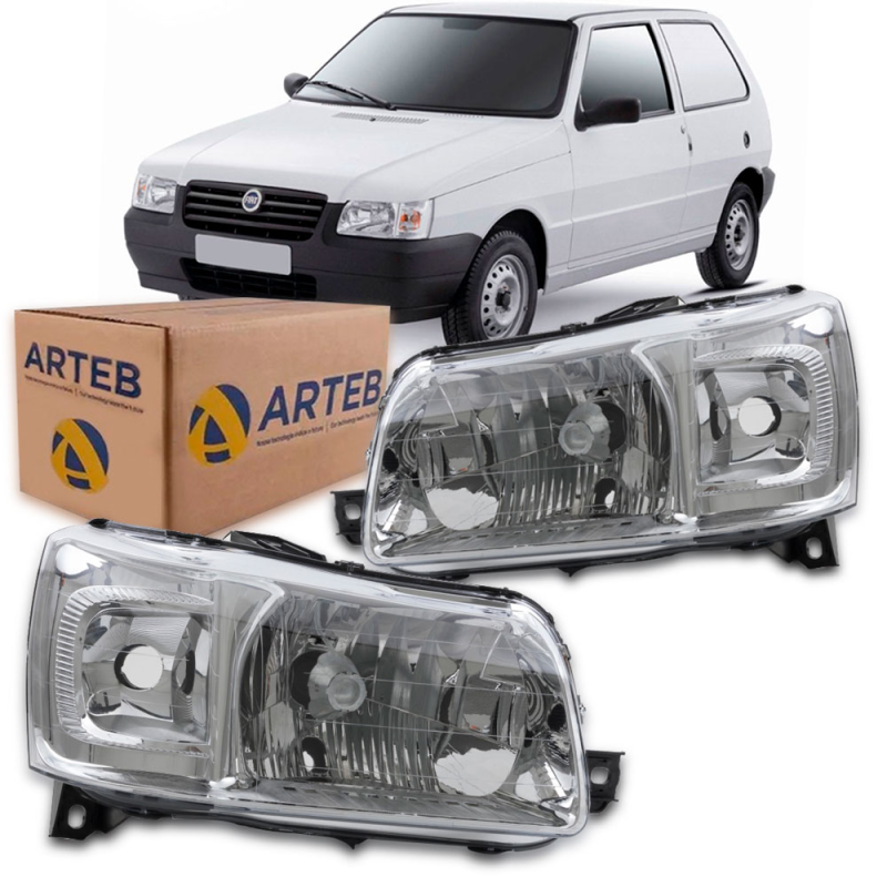 0160707 Farol Original Uno Fiorino 2004 A 2012 Lado Esquerdo Cromado