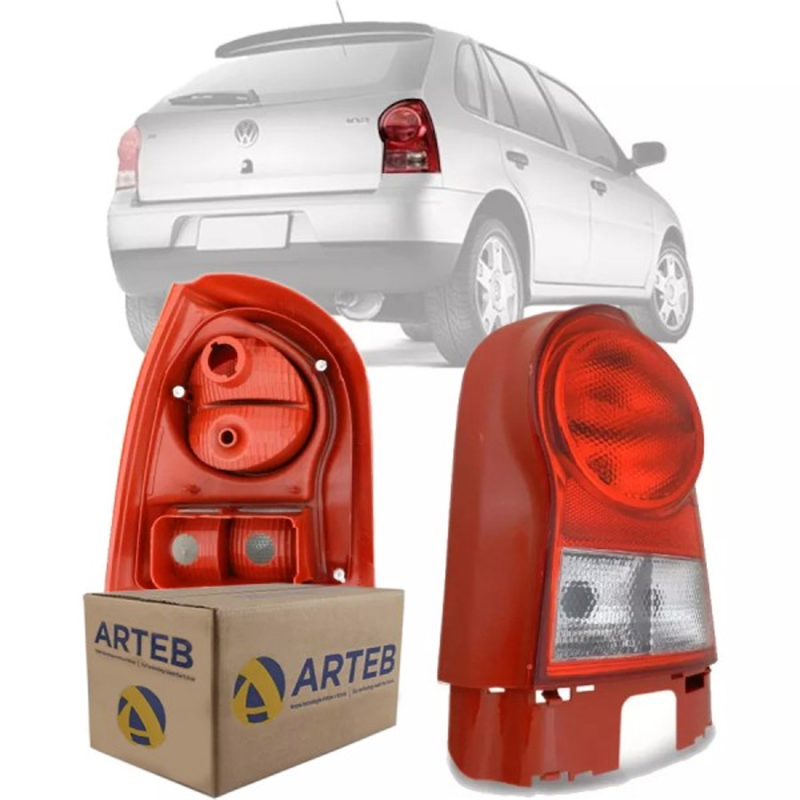 0460344 Lanterna Traseira Original Gol G4 2006 A 2014 Lado Direito Borda Vermelha Re Cristal