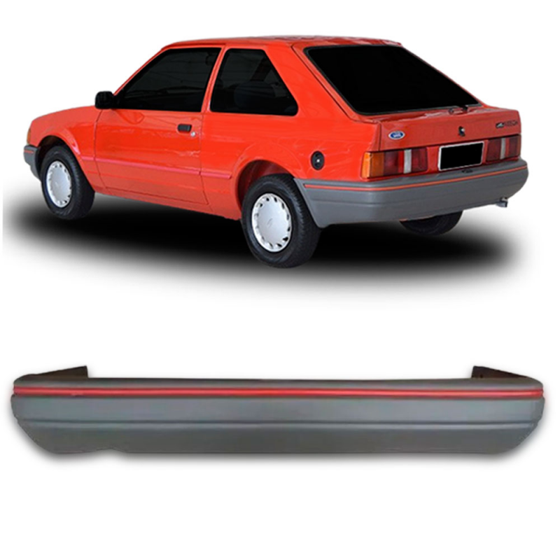 Parachoque Traseiro Escort 1987 A 1992 Hobby 1993 A 1996 Cinza Texturizado Friso Cromado