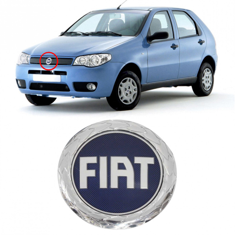 Emblema Fiat Da Grade Palio 2004 A 2008 Azul