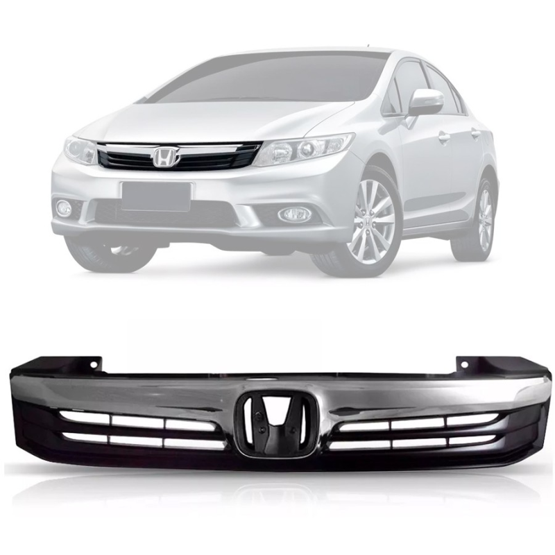 Grade Do Radiador Civic 2012 A 2014 Com Friso Cromado (r23050)