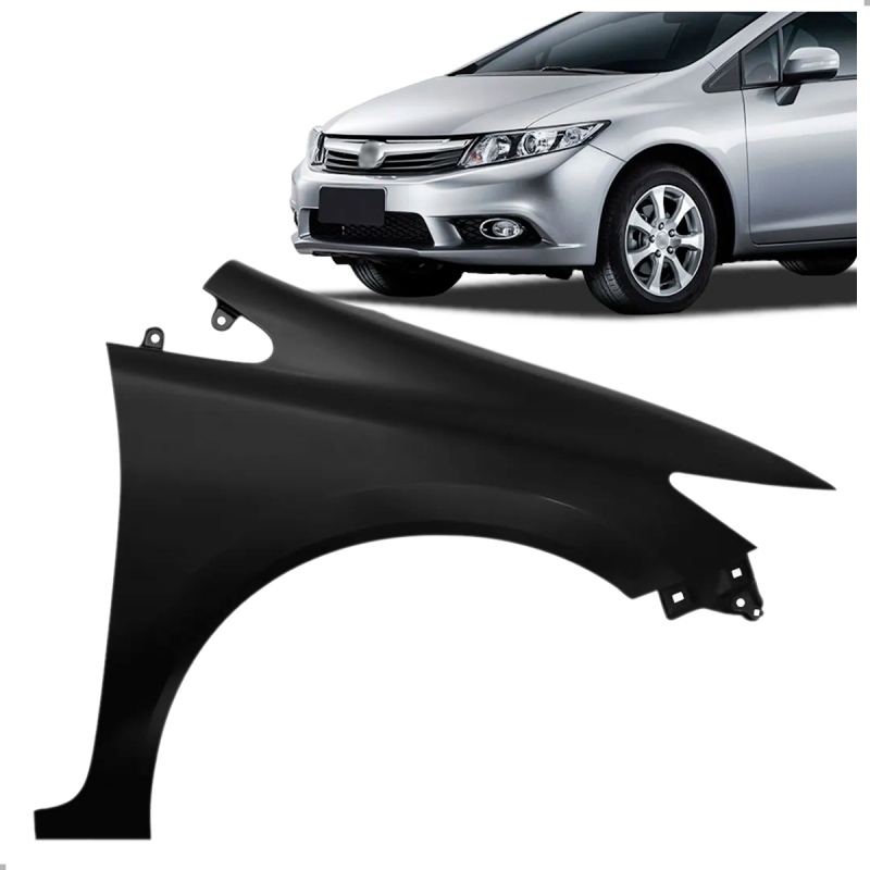Paralama Civic 2012 A 2016 Lado Direito Sem Furo Preto (r26310)