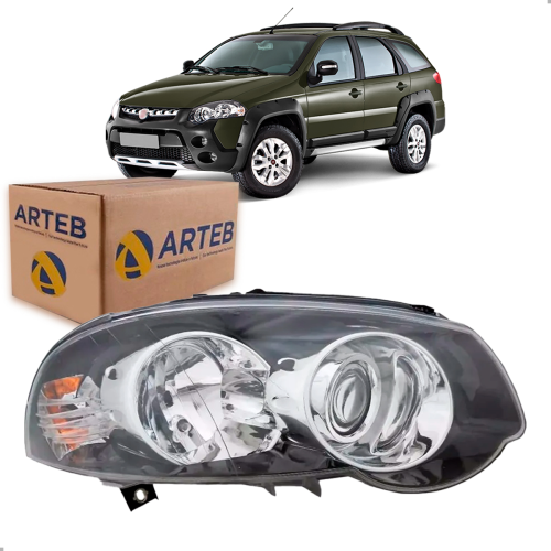 0160994 Farol Original Palio Weekend Strada Adventure 2016 A 2018 Lado Direito Masc Negra Aro Cromado Lampada H1