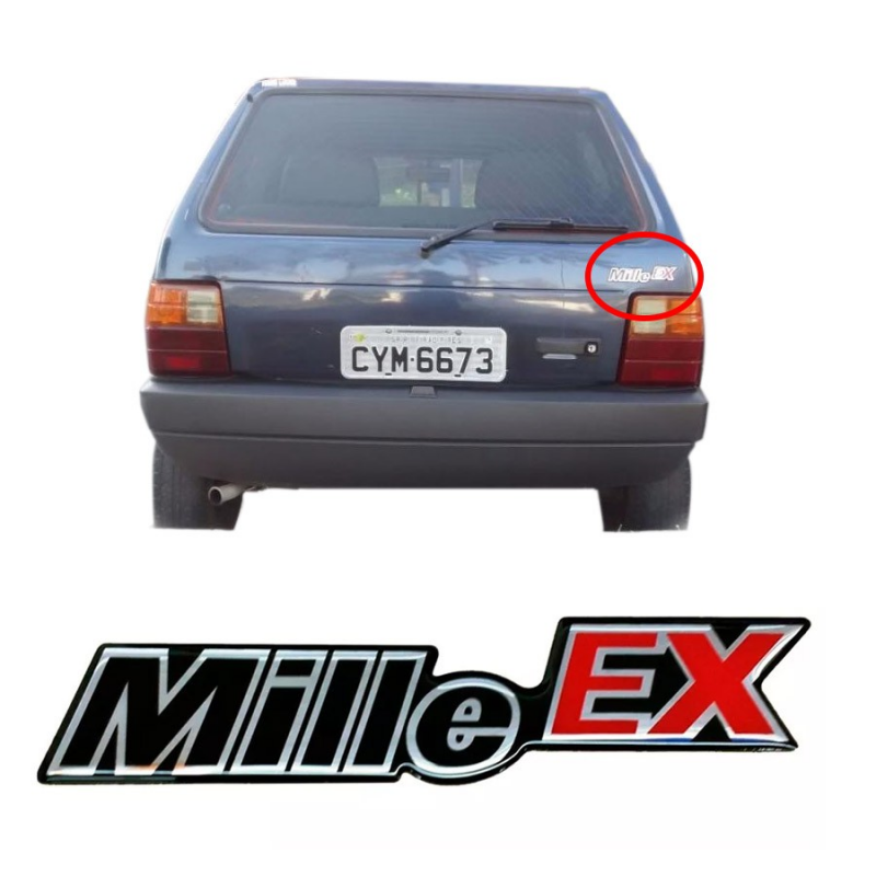 Emblema Mille Ex Da Tampa Do Porta-malas Uno 2000 2001 2002 2003 Resinado