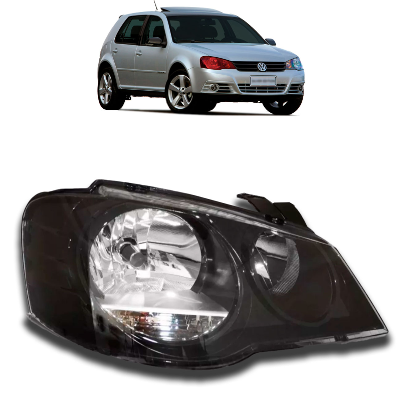 (r23910)farol Golf 2007 A 2013 Lado Direito Mascara Negra