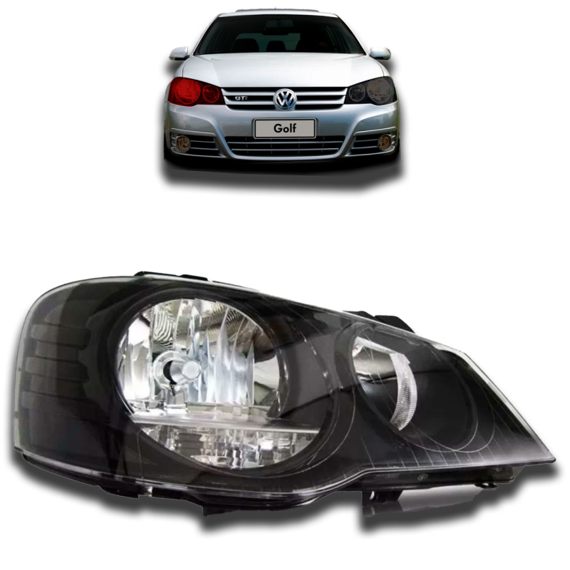 (r23910)farol Golf 2007 A 2013 Lado Direito Mascara Negra