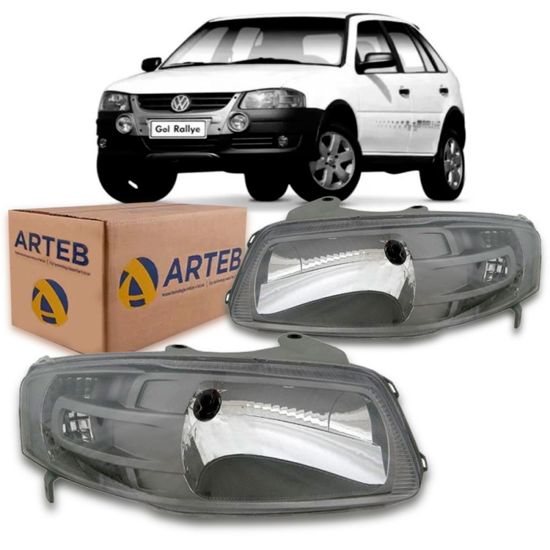 0160663 Farol Original Gol Parati G4 2006 A 2014 Saveiro G4 2006 A 2008 Lado Esquerdo Mascara Cinza