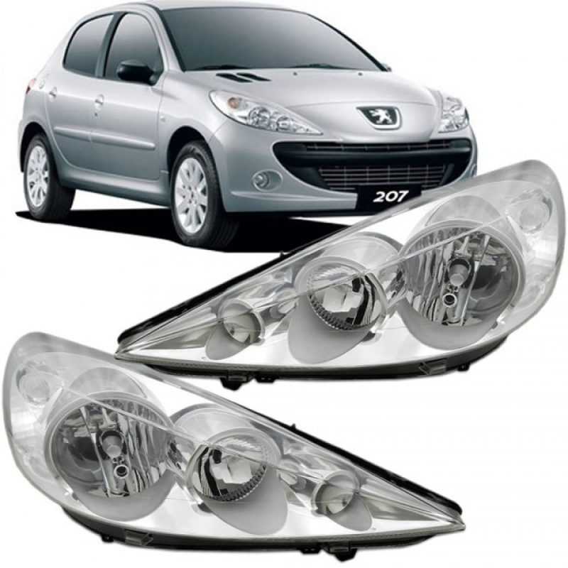 (c034073) Farol Peugeot 207 2009 A 2014 Lado Direito Cromado (r18422)
