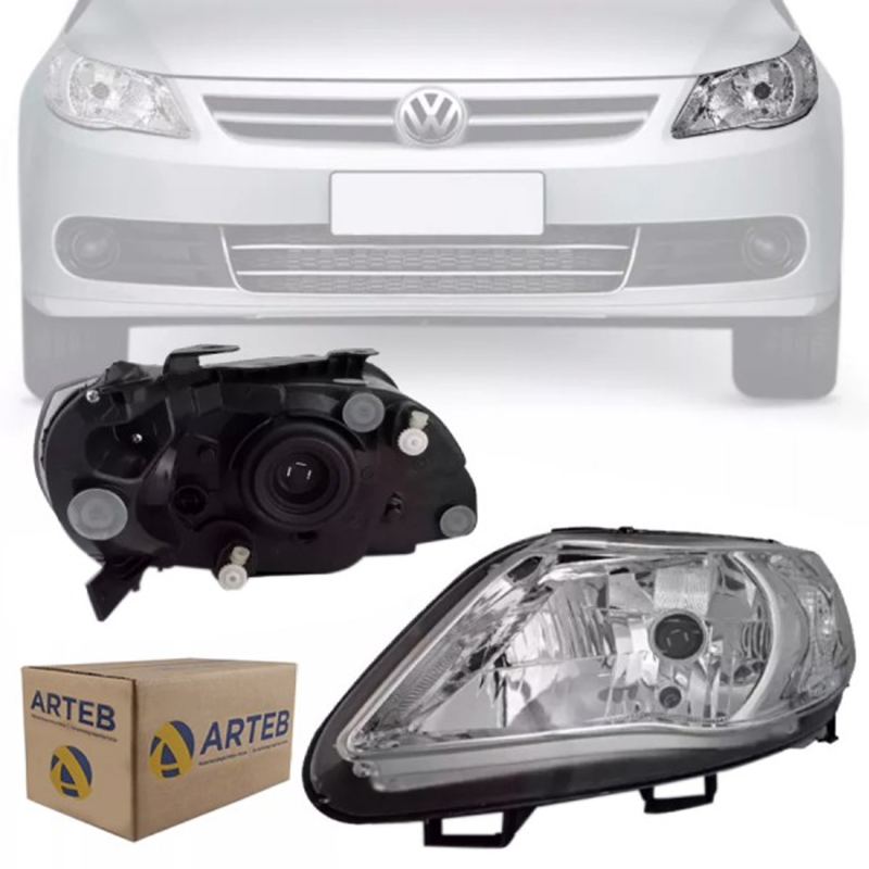 0160711 Farol Original Gol Saveiro Voyage G5 2009 A 2012 Lado Esquerdo Foco Simples Cromado