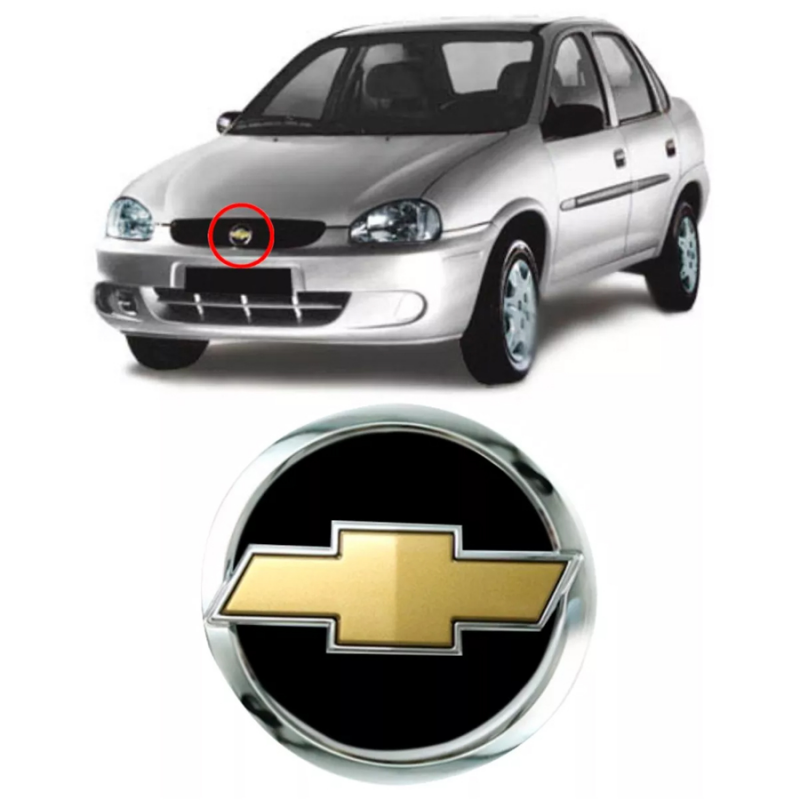 Emblema Chevrolet Dourado Da Grade Corsa Classic 2003 A 2007