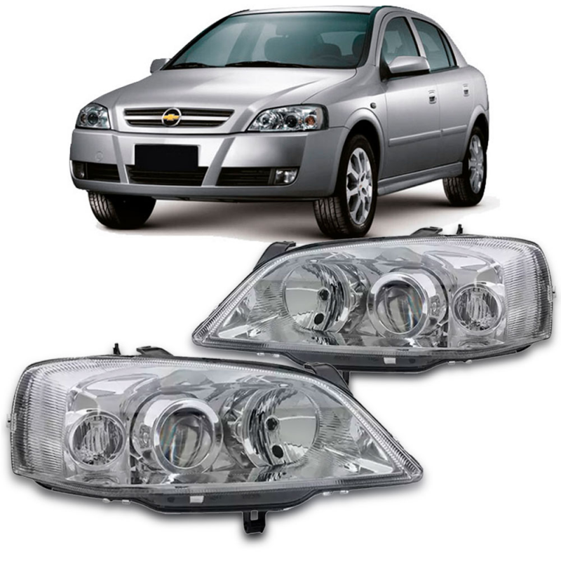Farol Astra 2003 A 2012 Lado Esquerdo Cromado Reg. Manual (16811)