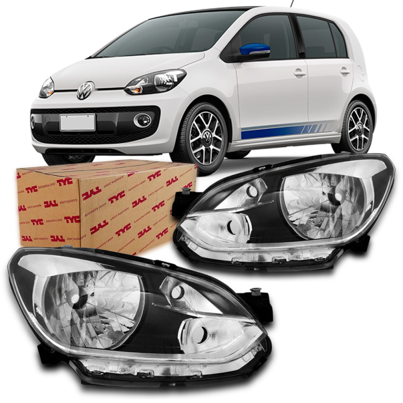 Farol Up 2014 A 2016 Lado Esquerdo Regulador Eletrico Com Friso Cinza (r22603)
