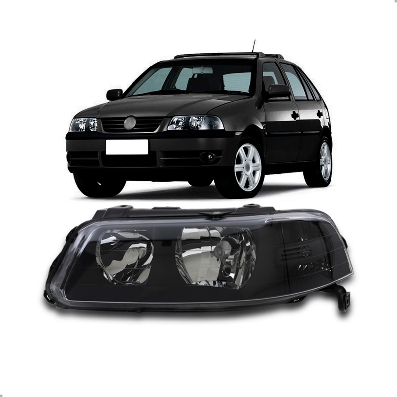 Farol Gol Parati Saveiro G3 2000 A 2005 Lado Esquerdo Foco Duplo Mascara Negra (r26087)(c32736)