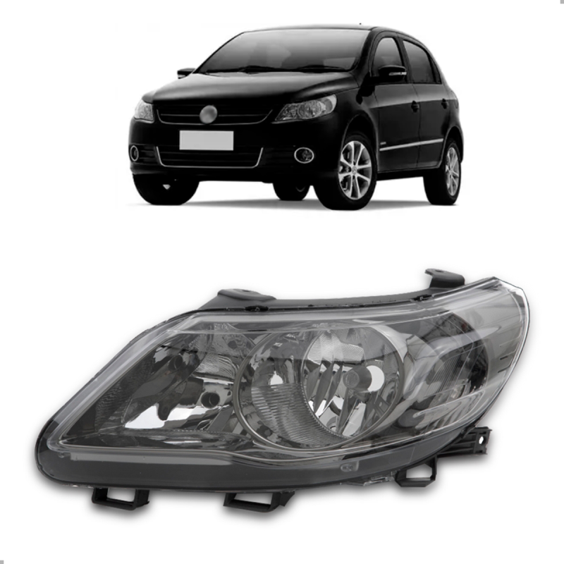 0160751 Farol Original Gol Saveiro Voyage G5 2009 A 2012 Lado Esquerdo Foco Duplo Fume Cup. Tela
