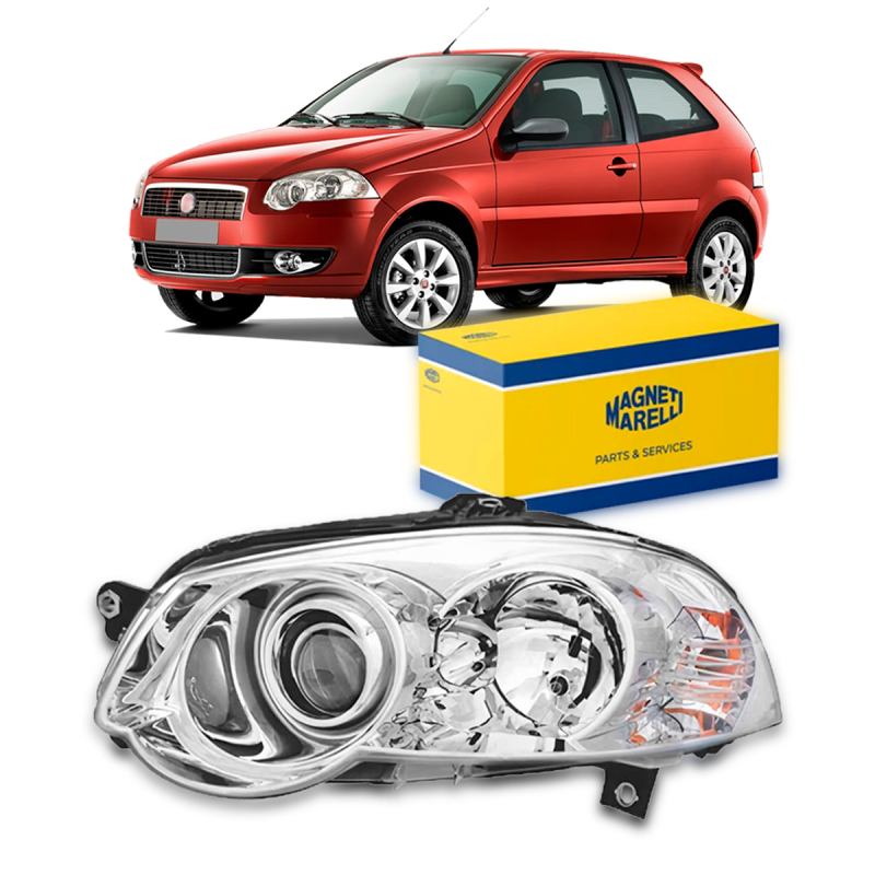 Farol Original Palio Elx 2008 A 2010 Siena Elx 2008 A 2016 Lado Esquerdo Foco Duplo Cromado