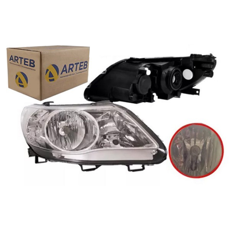 0160738 Farol Original Gol Saveiro Voyage G5 2009 A 2012 Lado Direito Foco Duplo Cromado Cup. Tela