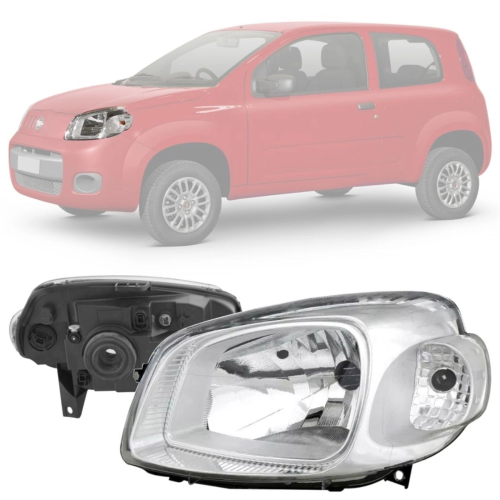 0160769 Farol Original Uno Vivace 2010 A 2014 Fiorino Vivace 2013 A 2021 Lado Esquerdo Cromado