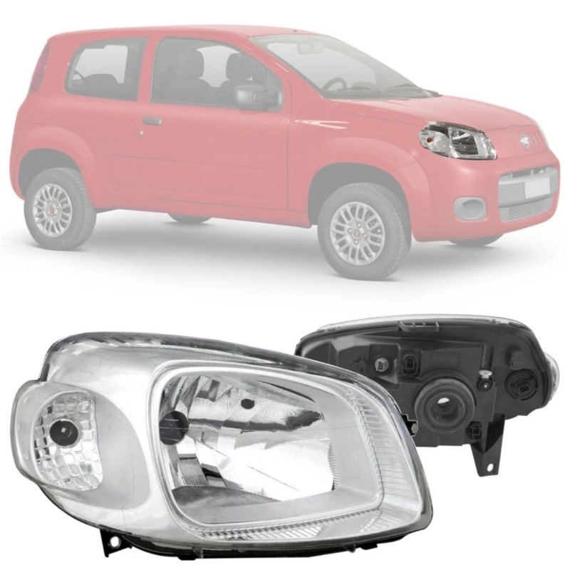 0160770 Farol Original Uno Vivace 2010 A 2014 Fiorino Vivace 2013 A 2021 Lado Direito Cromado