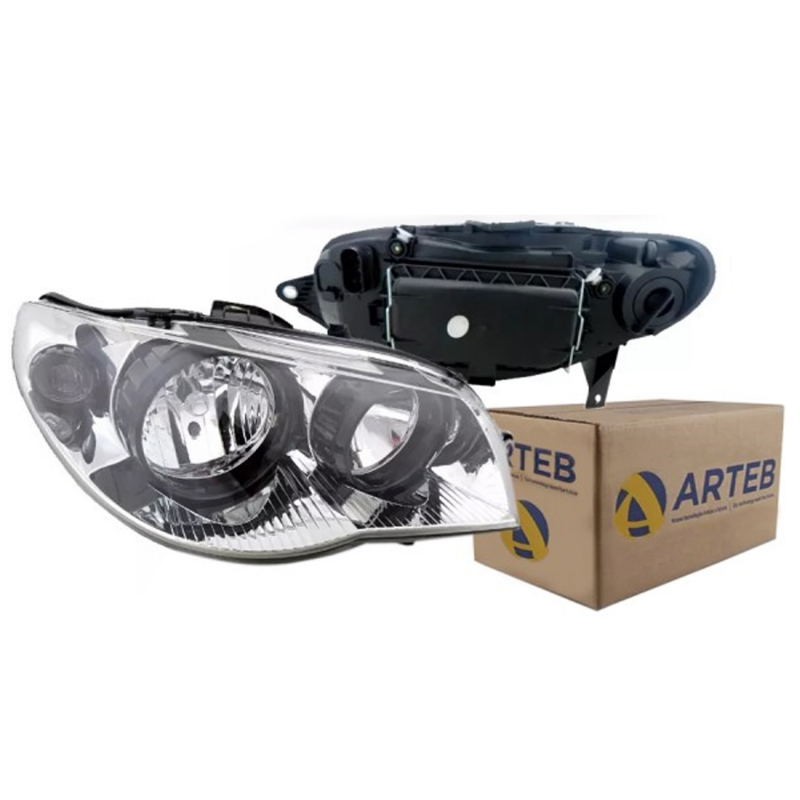 0160764 Farol Original Palio Siena Strada 2004 A 2012 Celebration Economy Lado Direito Cromado Aro Preto