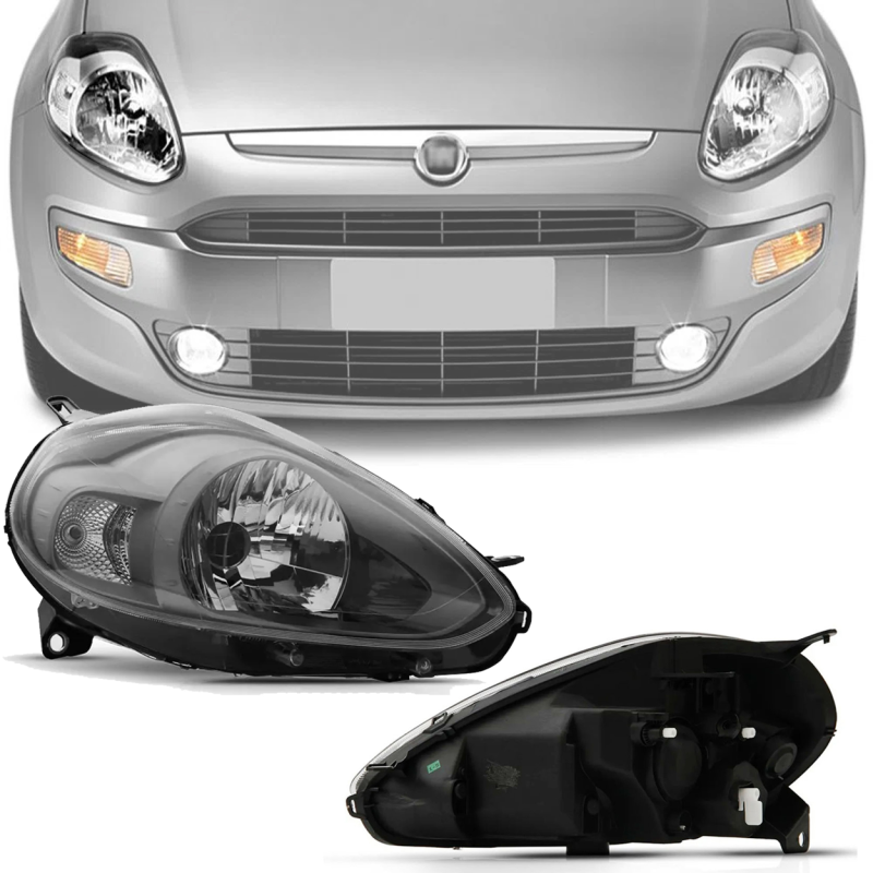 Farol Punto 2013 A 2016 Lado Direito Masc Cinza Friso Preto Essence (r25326)