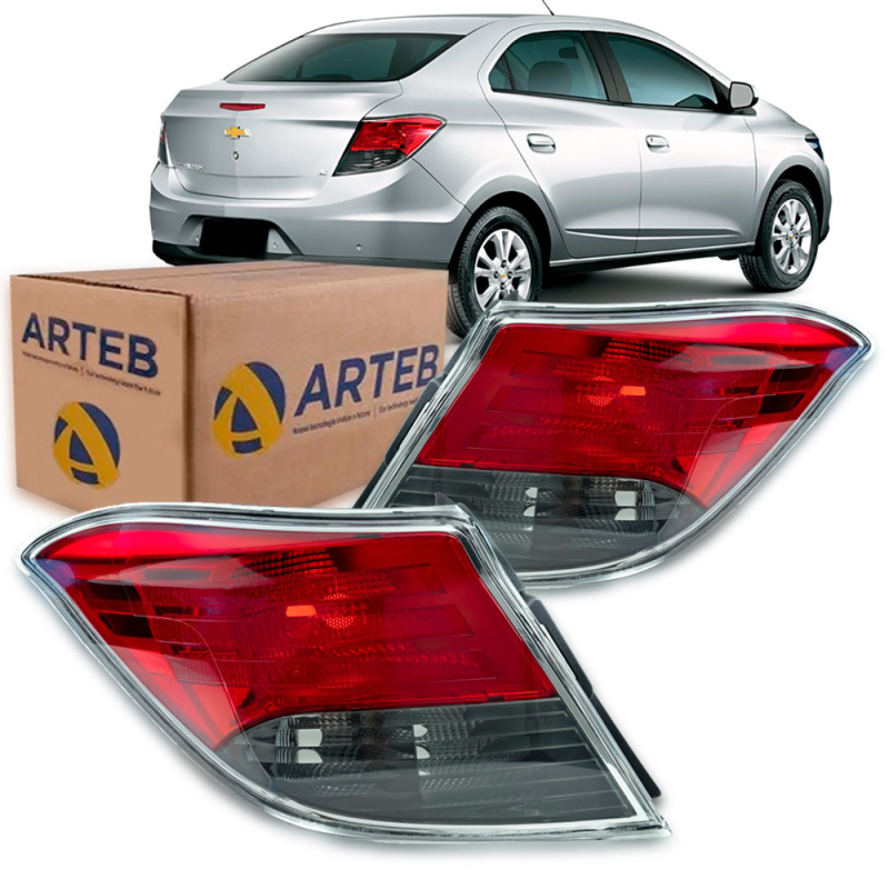 0460435 Lanterna Traseira Original Prisma 2013 A 2016 Lado Esquerdo Fume