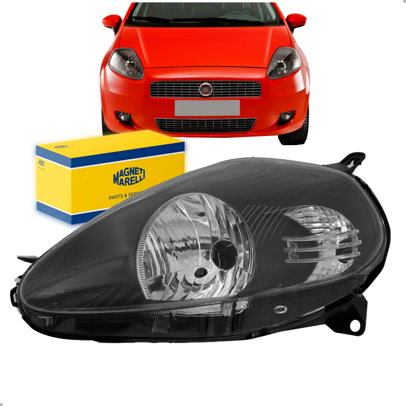 Farol Original Punto Sporting 2008 A 2012 Lado Esquerdo Mascara Negra