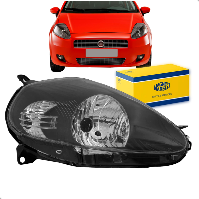 Farol Original Punto Sporting 2008 A 2012 Lado Direito Mascara Negra