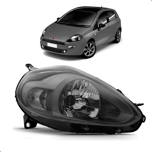 Farol Punto 2013 A 2016 Lado Direito Masc Negra Friso Prata T Jet
