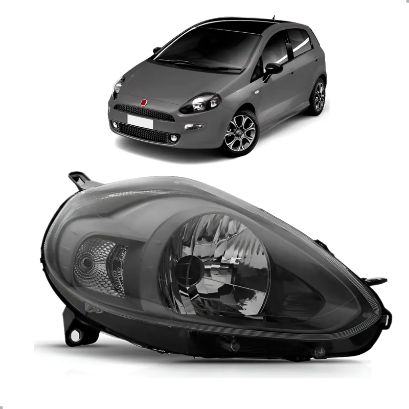 Farol Punto 2013 A 2016 Lado Direito Masc Negra Friso Prata T Jet