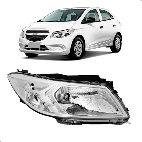 Farol Original Onix Prisma 2012 A 2016 Lado Direito Cromado Com Moldura Cromada