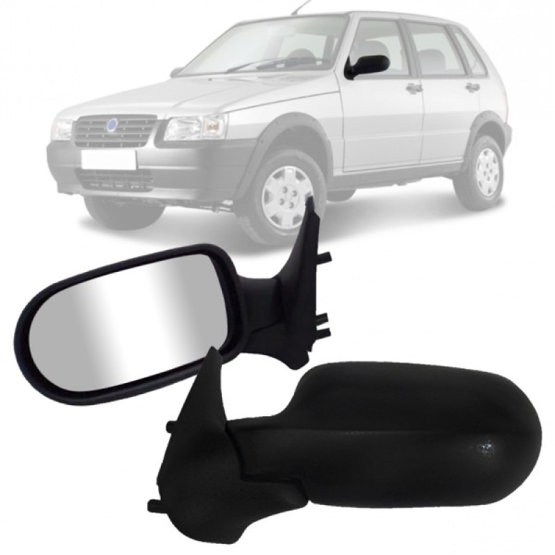 Retrovisor Uno Flex 2006 A 2008 4 Portas Lado Esquerdo Sem Regulador