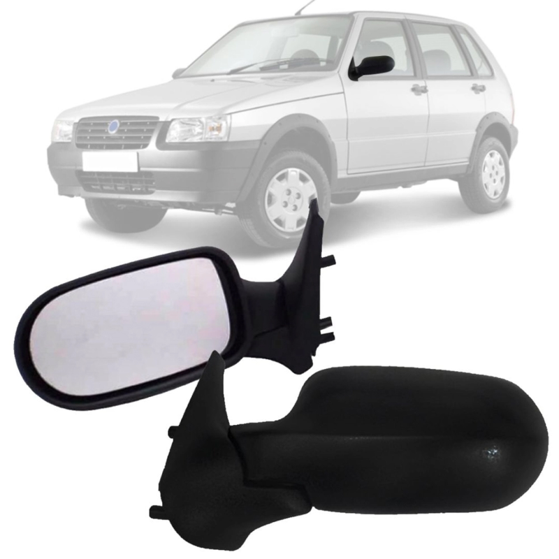 Retrovisor Uno Flex 2006 A 2008 4 Portas Lado Esquerdo Sem Regulador