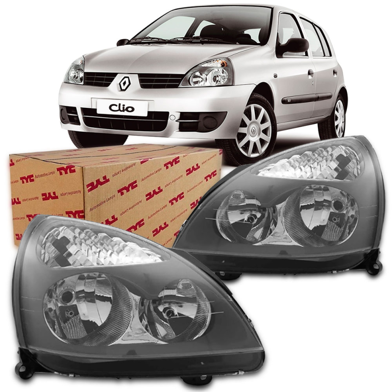 Farol Clio 2003 A 2012 Lado Esquerdo Masc Cinza (r16221)