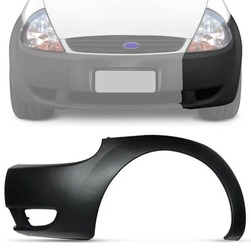 Parachoque Dianteiro Ford Ka 2003 A 2007 Lado Esquerdo Preto Texturizado(c45956)