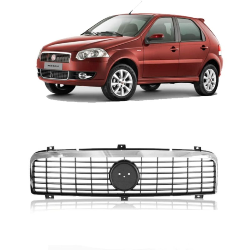 Grade Do Radiador Palio Siena 2009 A 2012 Cinza Com Friso Cromado