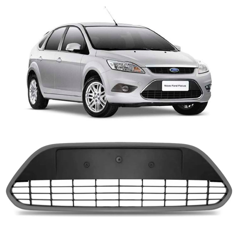 Grade Do Parachoque Focus Glx 2009 A 2013 Central Com Friso Cinza (18391)