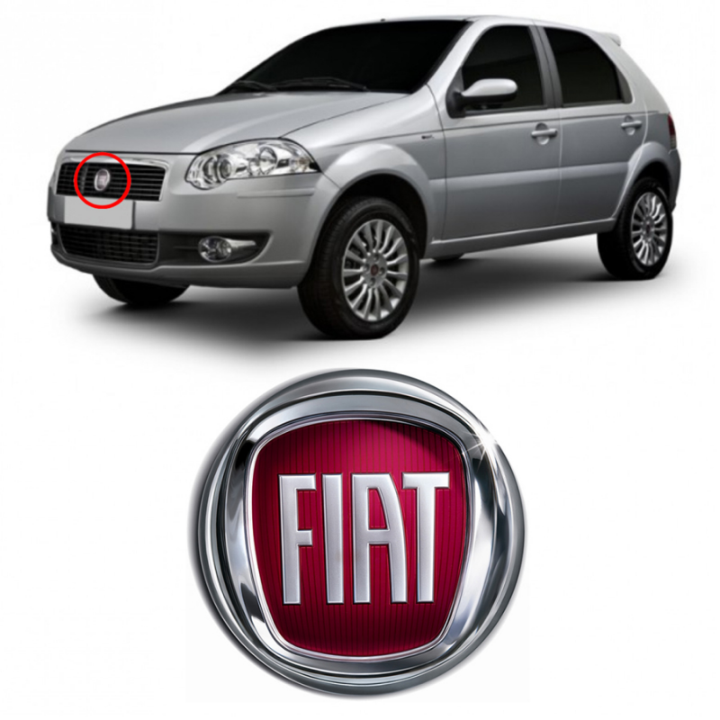Emblema Fiat Da Grade Palio Doblo Idea Punto 2007 A 2012 Vermelho
