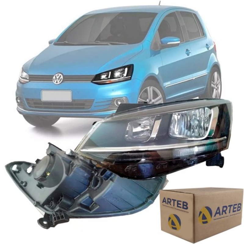 0160829 Farol Original Fox Spacefox Crossfox 2015 A 2022 Lado Esquerdo Friso Cromado