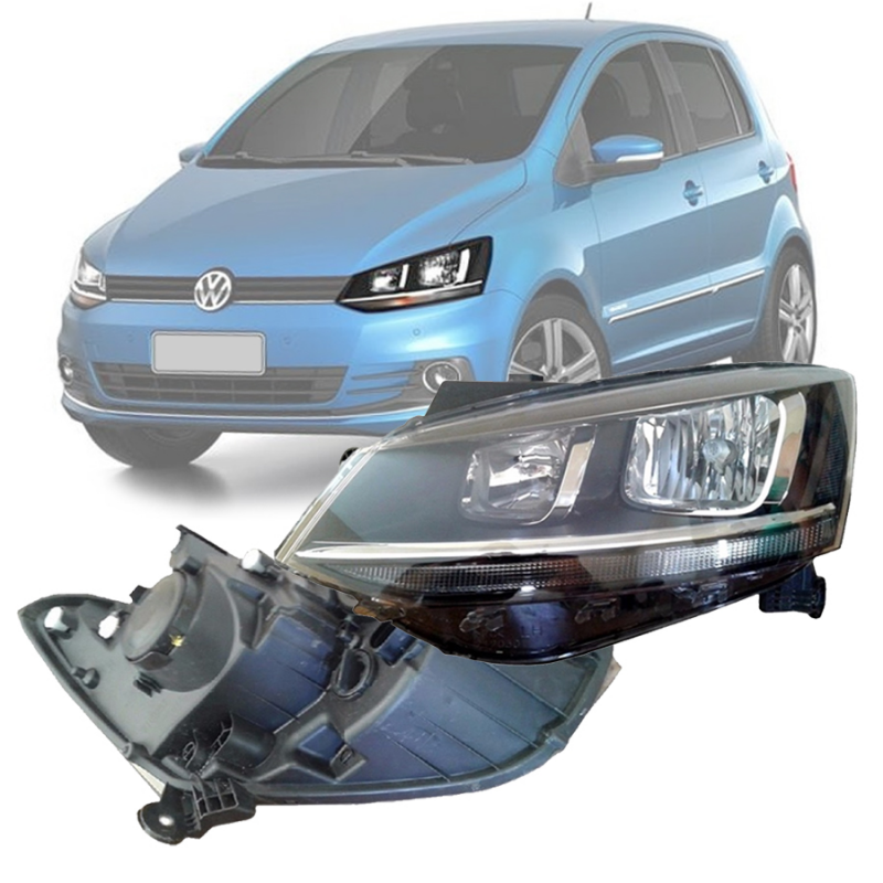 0160829 Farol Original Fox Spacefox Crossfox 2015 A 2022 Lado Esquerdo Friso Cromado