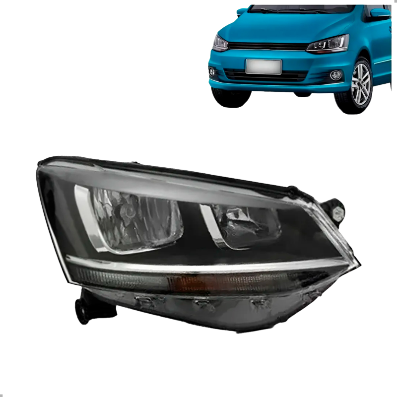 0160830 Farol Original Fox Spacefox Crossfox 2015 A 2022 Lado Direito Friso Cromado