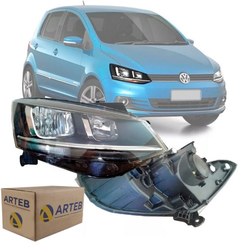 0160830 Farol Original Fox Spacefox Crossfox 2015 A 2022 Lado Direito Friso Cromado