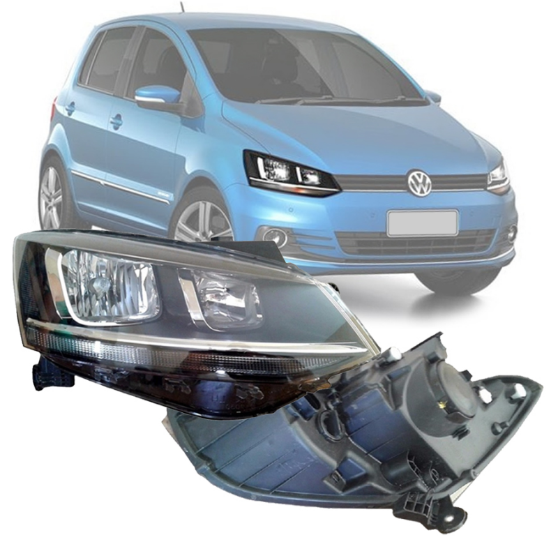 0160830 Farol Original Fox Spacefox Crossfox 2015 A 2022 Lado Direito Friso Cromado