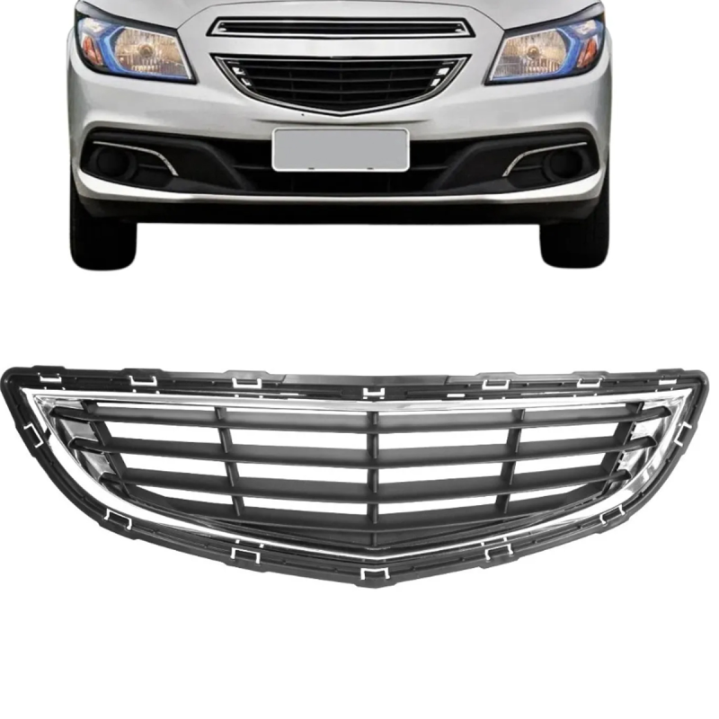 Grade Do Radiador Onix Prisma 2012 A 2016 Inferior Com Friso Cromado