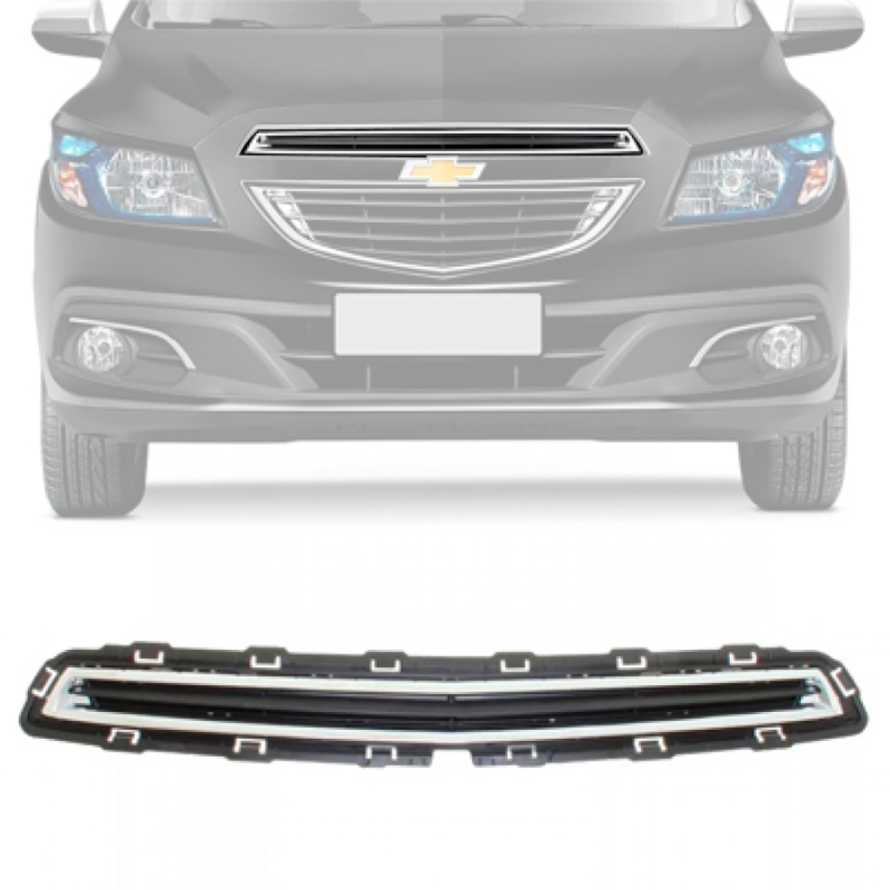 Grade Do Radiador Onix Prisma 2012 A 2016 Superior Com Friso Cromado