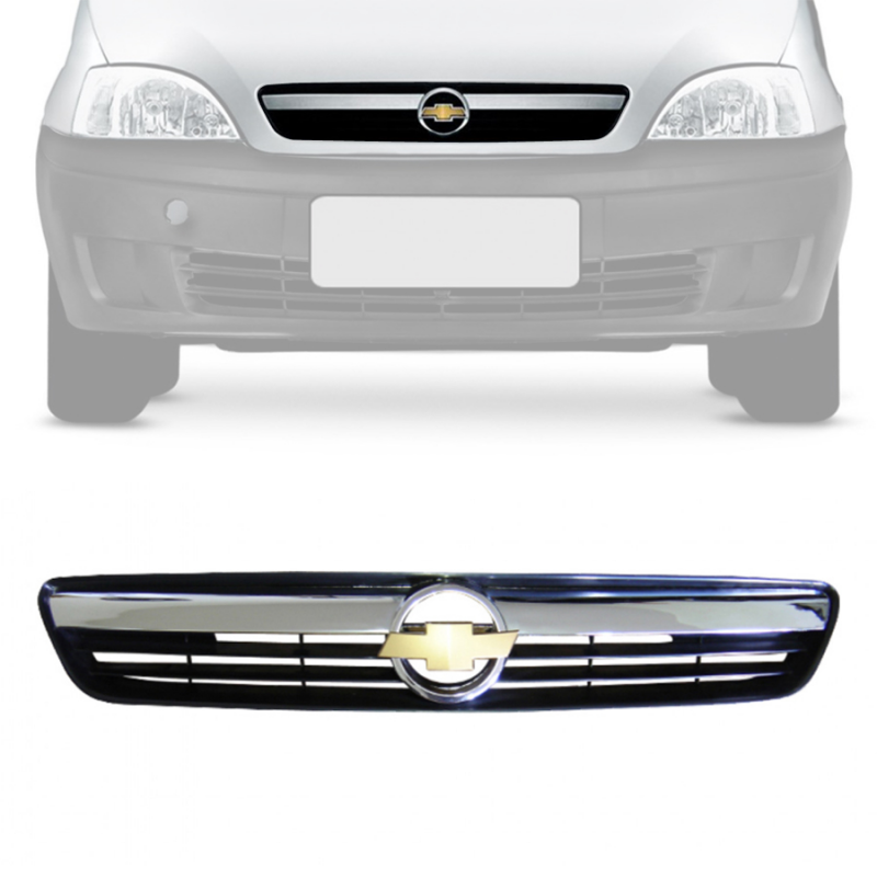 Grade Do Radiador Corsa Montana 2003 A 2011 Mold Cromada Com Emblema