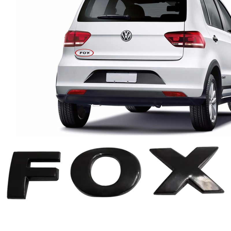 Emblema Volks Palavra Fox 2015 A 2022 Preto Brilhante